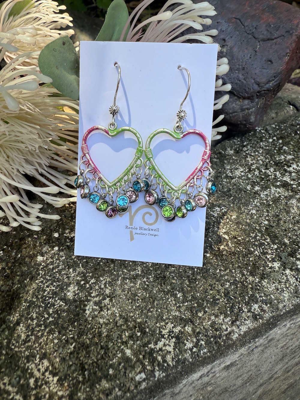 Colourful Heart Earrings with Shimmering Crystals! #LTP90 - Image 2