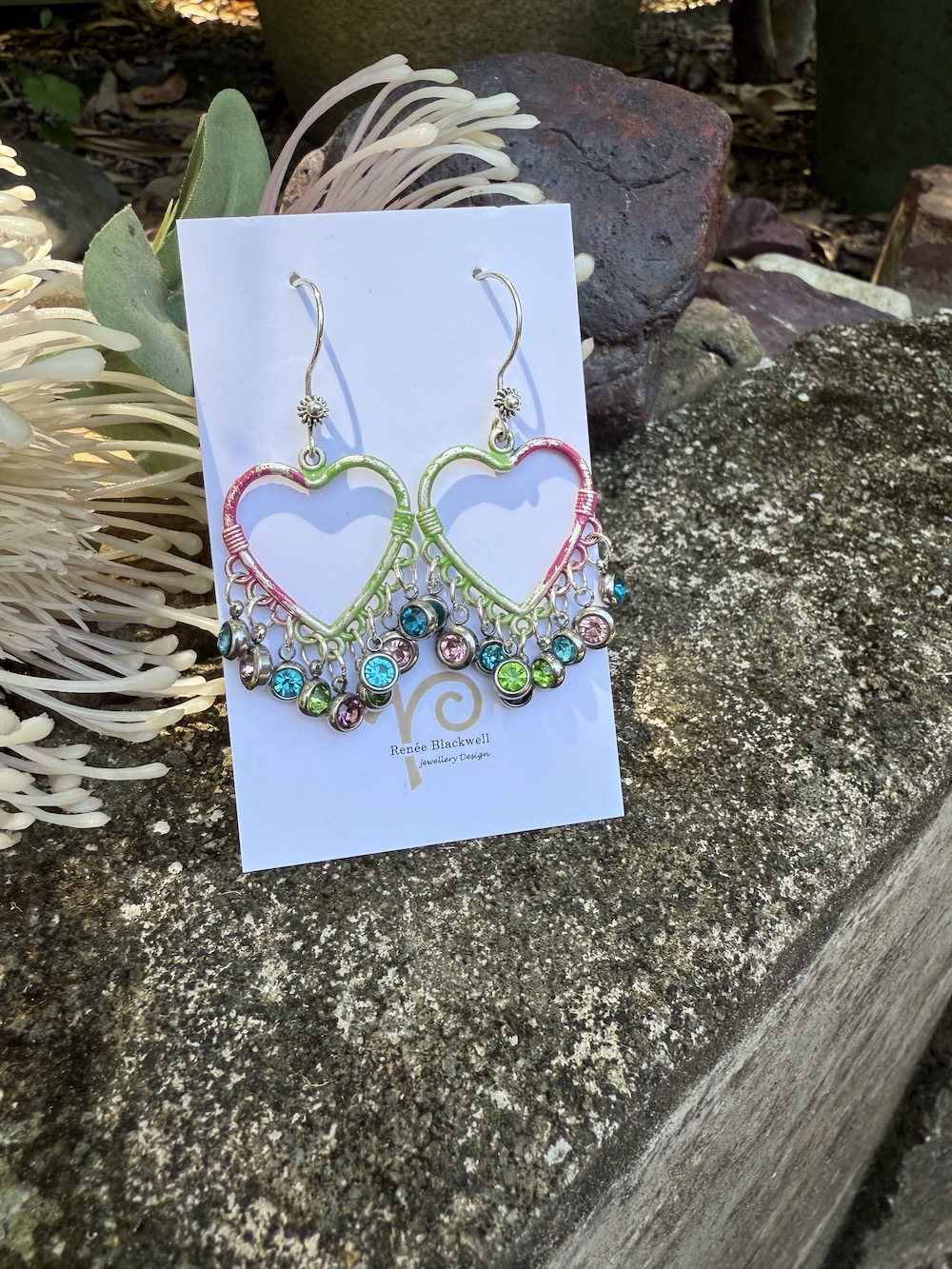 Colourful Heart Earrings with Shimmering Crystals! #LTP90 - Image 6