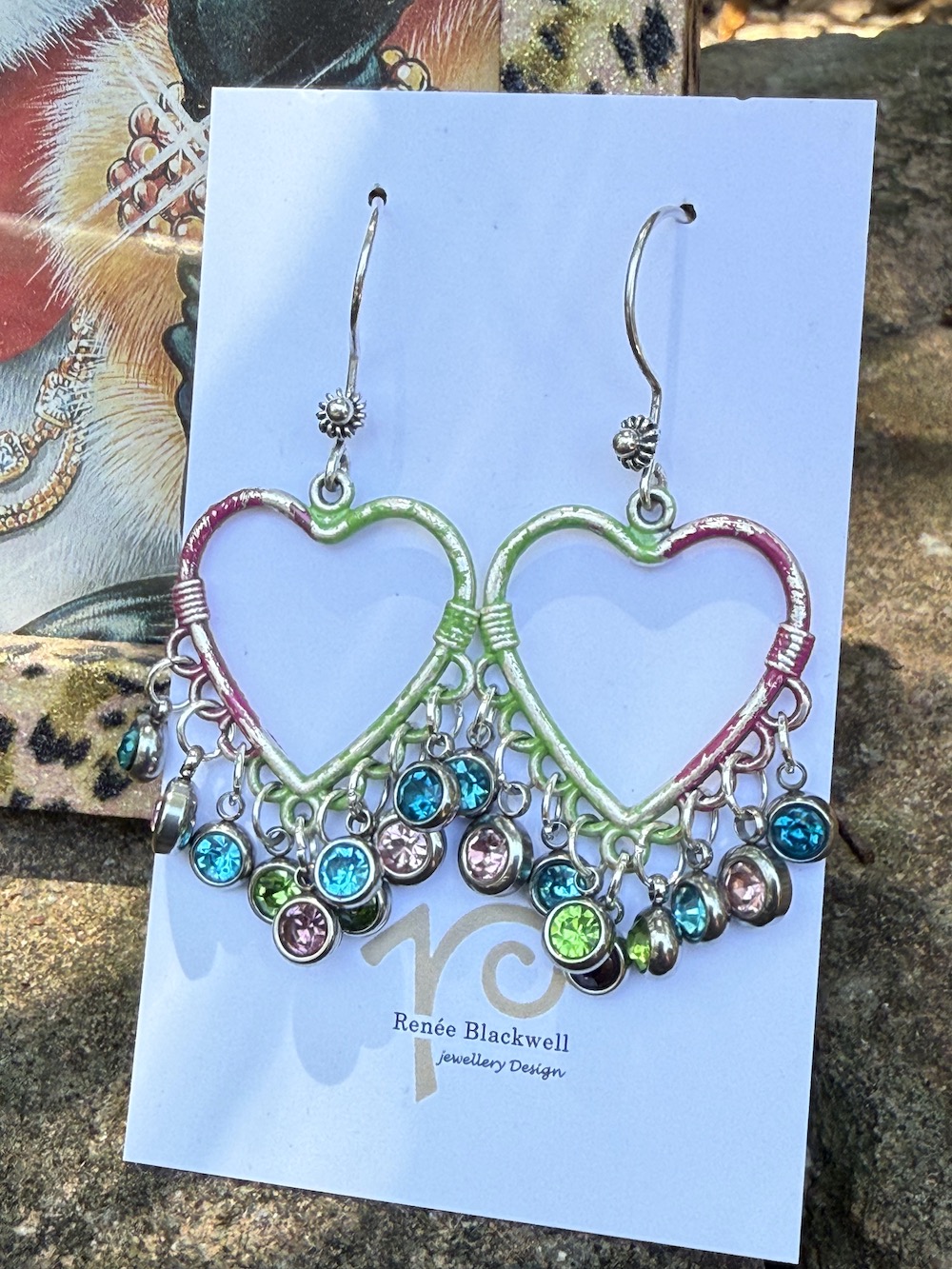 Colourful Heart Earrings with Shimmering Crystals! #LTP90 - Image 4