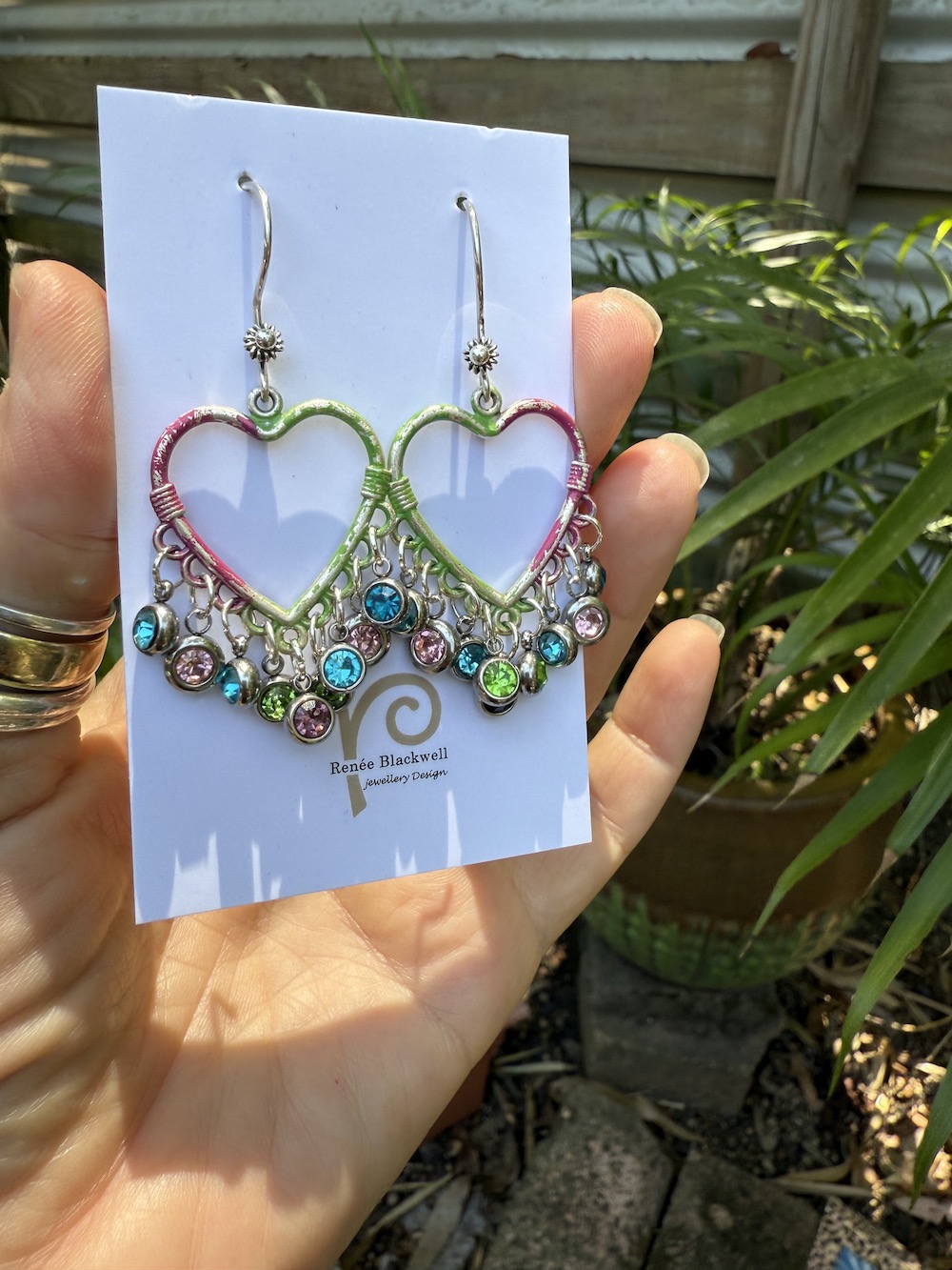 Colourful Heart Earrings with Shimmering Crystals! #LTP90