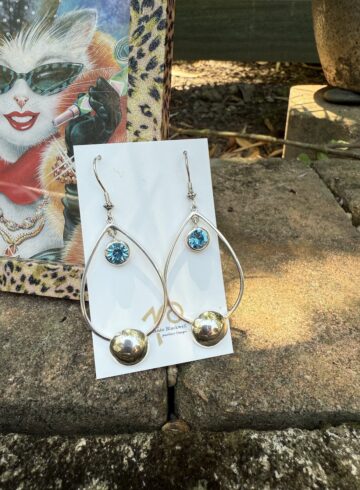 Sparkly Aqua Blue Crystal/Sterling Silver Statement Earrings    #ABSE33