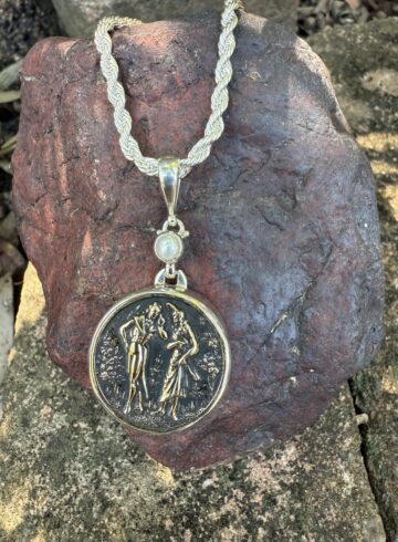 Timeless Antique Button & Pearl Pendant   #MKU82