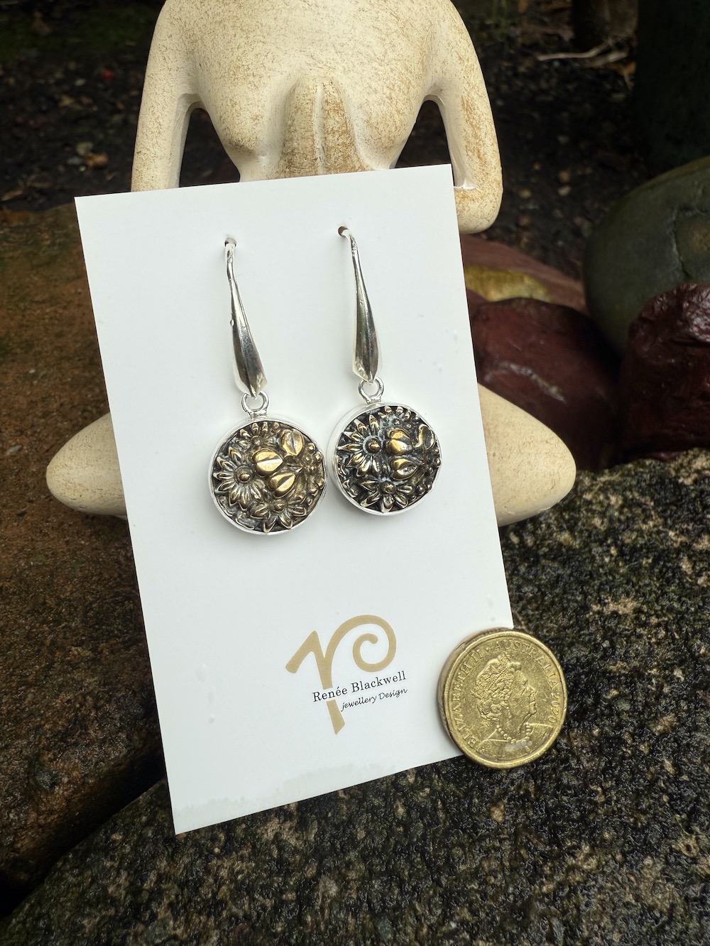 Renée's Pick-1800's Era Antique Button Earrings #MIV5 - Image 2
