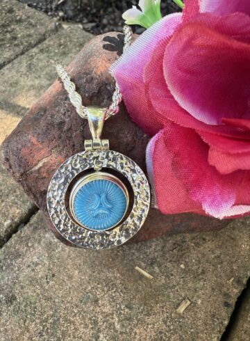 "Turning Pendant" Features Two Vintage Czechoslovakian Button-Includes Silver Chain! #EWW1