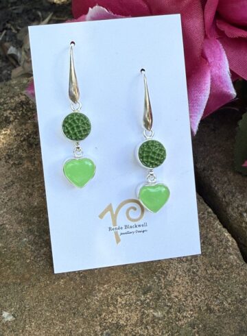 Delightful "Green Lovers" Vintage Button Earrings   #ALO9
