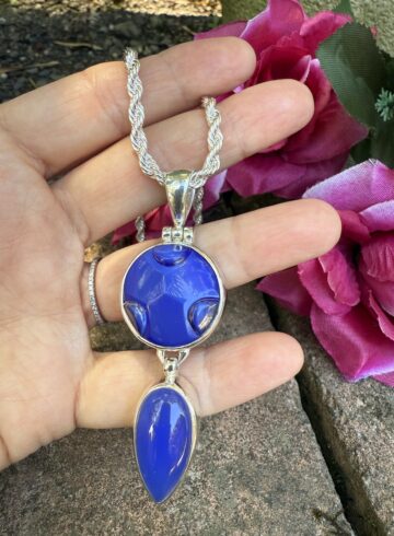 Cobalt Blue Vintage Button Pendant    #CBY9