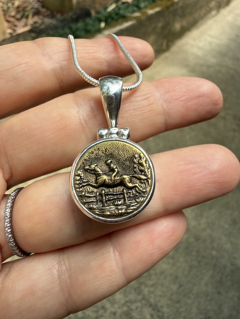 Antique Button "Horse Lovers" Pendant-Includes Sterling Silver Chain! #HLBM2 - Image 5