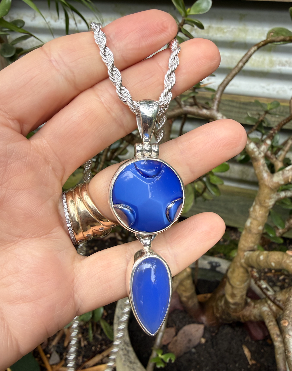 Renée's Pick! Cobalt Blue Vintage Button Pendant #CBY9 - Image 5