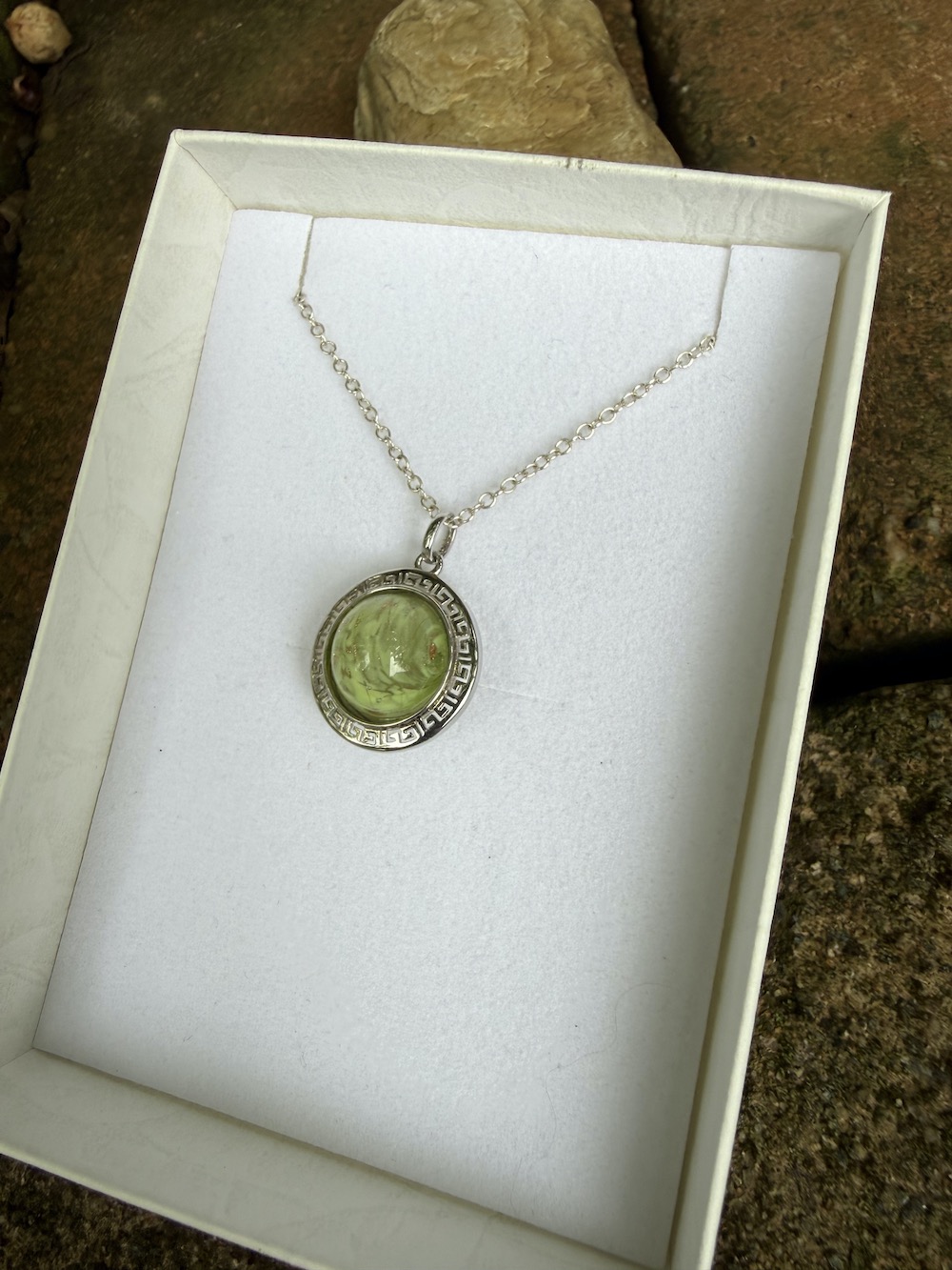 Charming Vintage Venetian Glass Button "Petite" Pendant-Includes Sterling Silver Chain! #KMS21 - Image 3