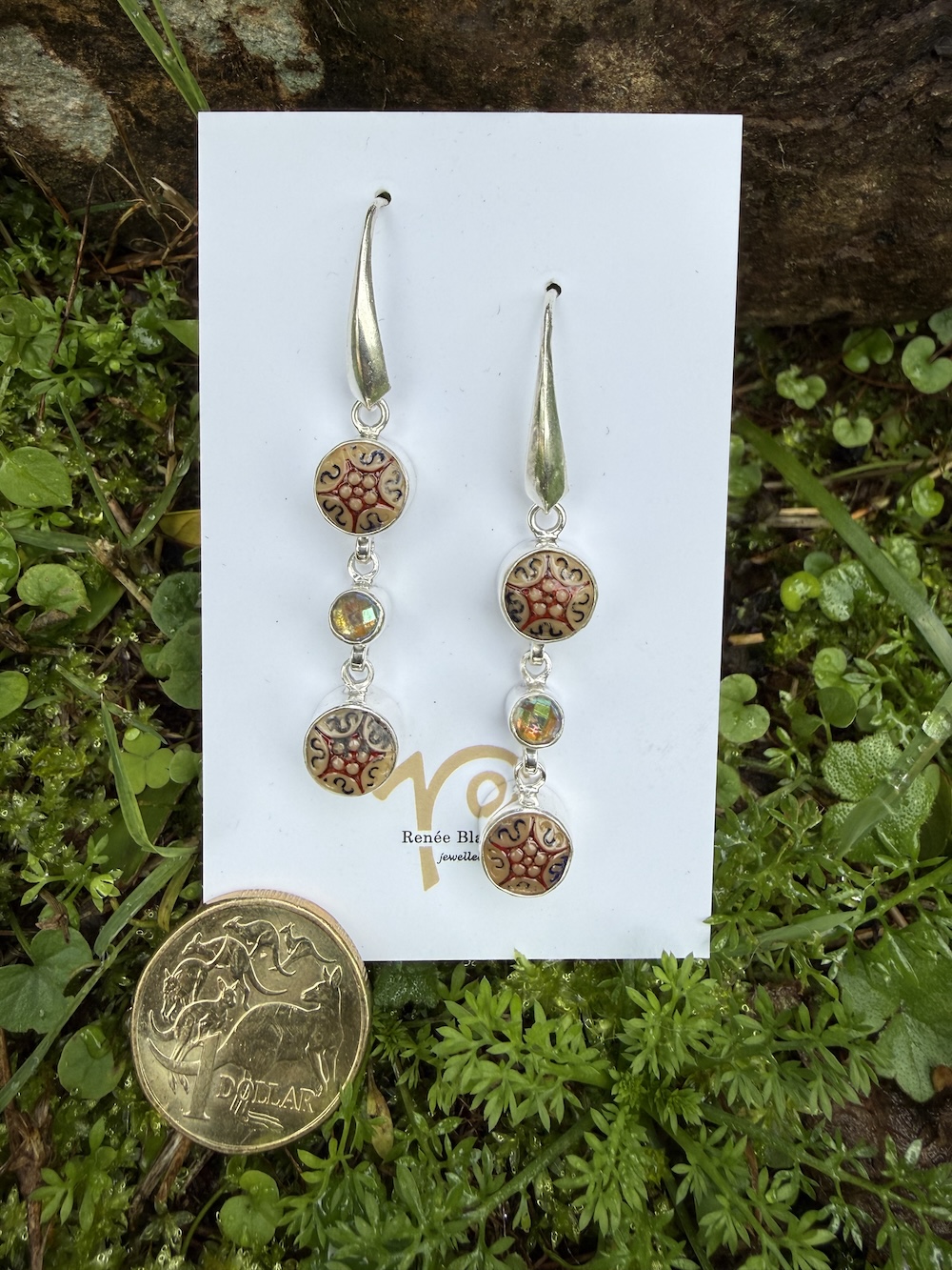Delightful Vintage Czechoslovakian Button Earrings! #AMA27 - Image 2