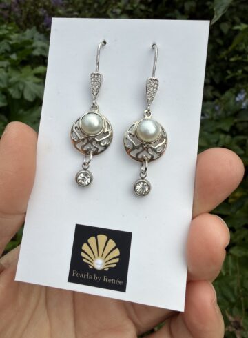 Glorious Pearl, Sterling Silver, Crystal Earrings-Includes BONUS pair!   #4CASEE