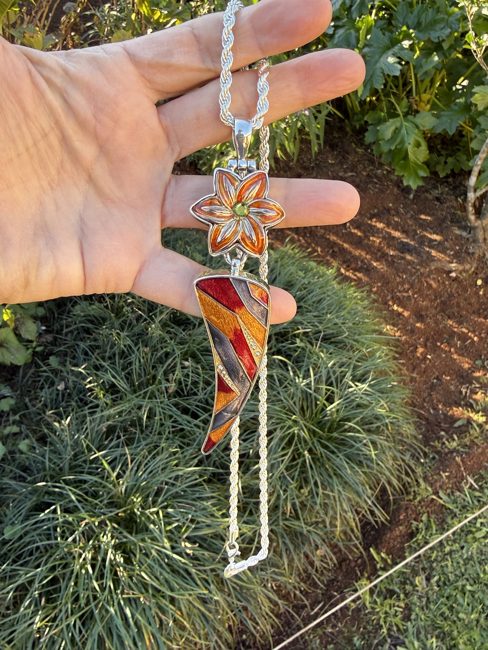 Statement Pendant Sure to Delight-Includes Silver Chain! #KR93 - Image 4
