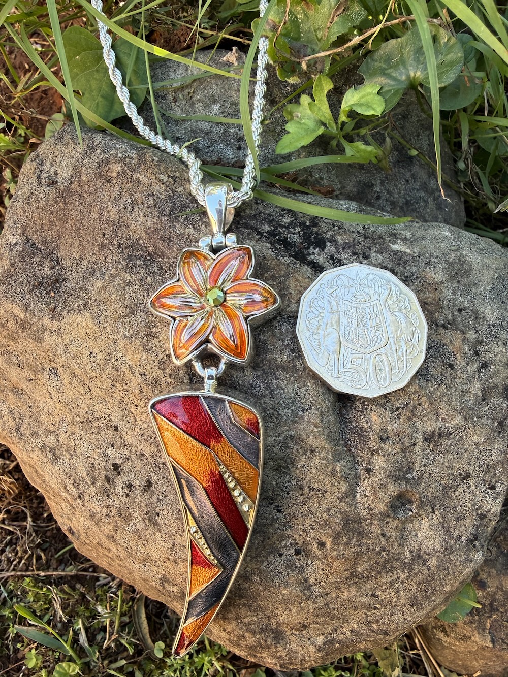 Statement Pendant Sure to Delight-Includes Silver Chain! #KR93 - Image 3