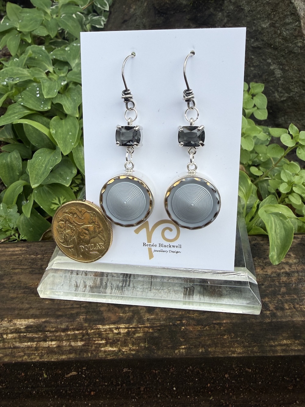 Renée's Pick! Vintage Czechoslovakian Button & Smoky Crystal Earrings-Includes Bonus Pair! #ABML99 - Image 3