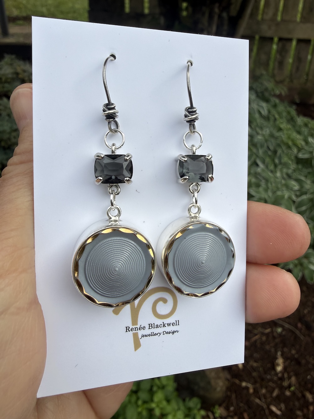 Renée's Pick! Vintage Czechoslovakian Button & Smoky Crystal Earrings-Includes Bonus Pair! #ABML99 - Image 4