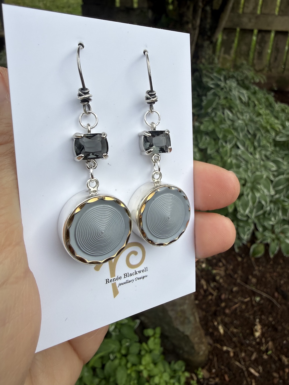 Renée's Pick! Vintage Czechoslovakian Button & Smoky Crystal Earrings-Includes Bonus Pair! #ABML99 - Image 7