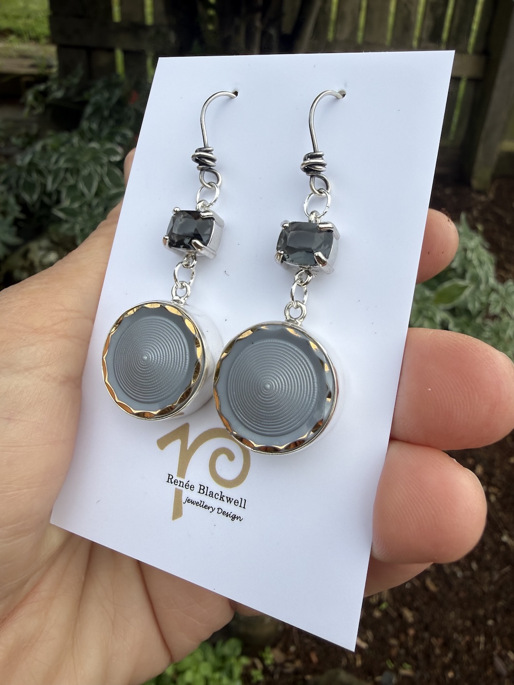 Renée's Pick! Vintage Czechoslovakian Button & Smoky Crystal Earrings-Includes Bonus Pair! #ABML99 - Image 2