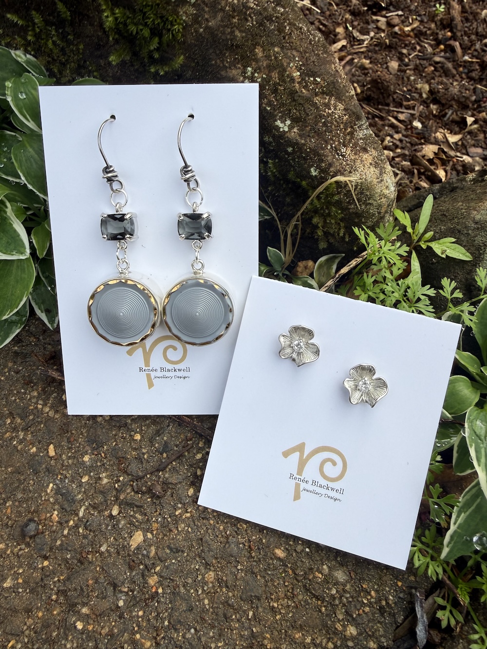 Renée's Pick! Vintage Czechoslovakian Button & Smoky Crystal Earrings-Includes Bonus Pair! #ABML99 - Image 5