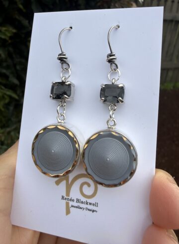 Renée's Pick! Vintage Czechoslovakian Button & Smoky Crystal Earrings-Includes Bonus Pair!  #ABML99
