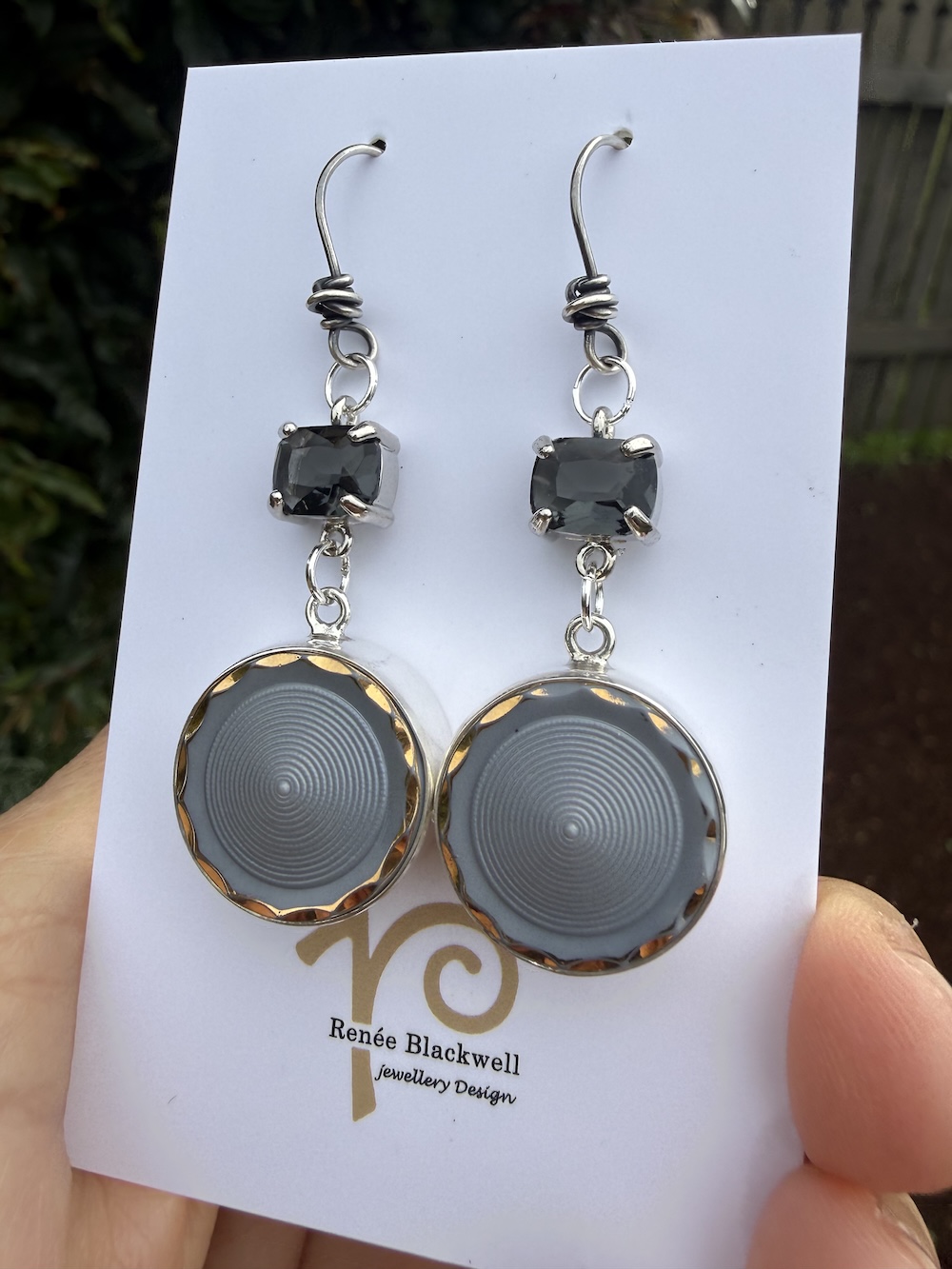 Renée's Pick! Vintage Czechoslovakian Button & Smoky Crystal Earrings-Includes Bonus Pair! #ABML99