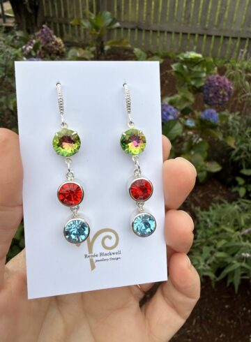 Phenomenal Three Drop Crystal Earring!    #LJU6