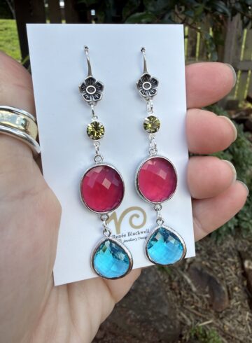Phenomenal 3-Drop Colourful Crystal Earrings   #CPM8
