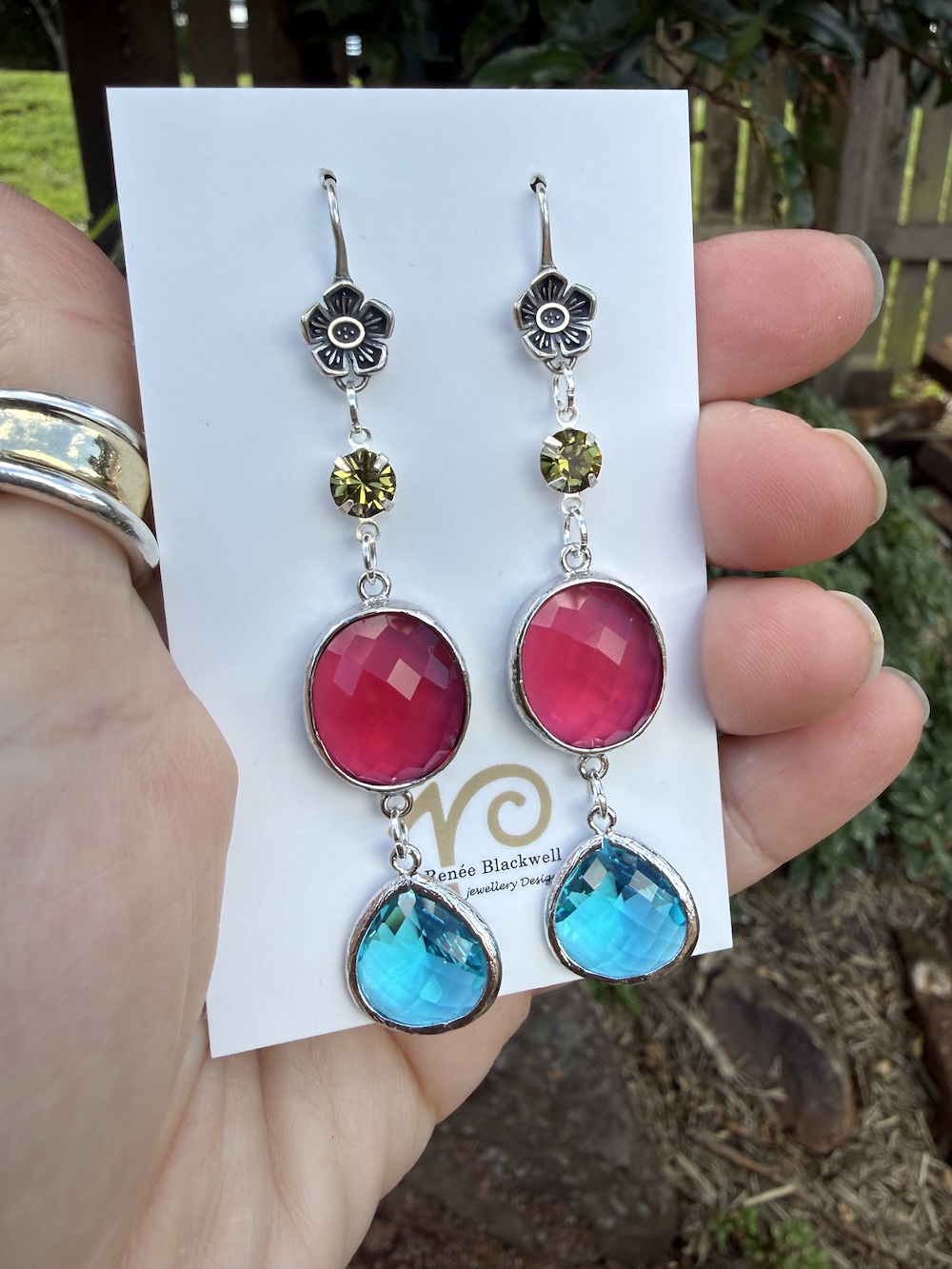 Phenomenal 3-Drop Colourful Crystal Earrings #CPM8