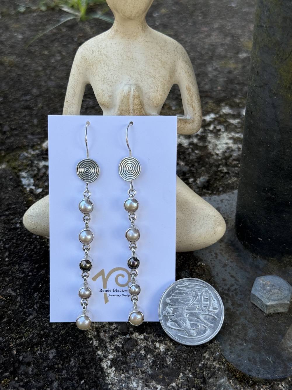 STUNNING! Five Drop-Pearl Earring Delights! #M885 - Image 2