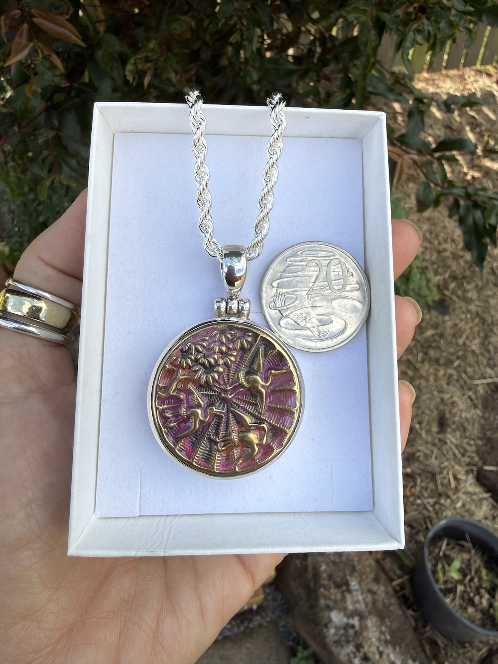 Timeless Treasure-1800's Era Antique Button Pendant-Includes Silver Chain! #MWKH - Image 5