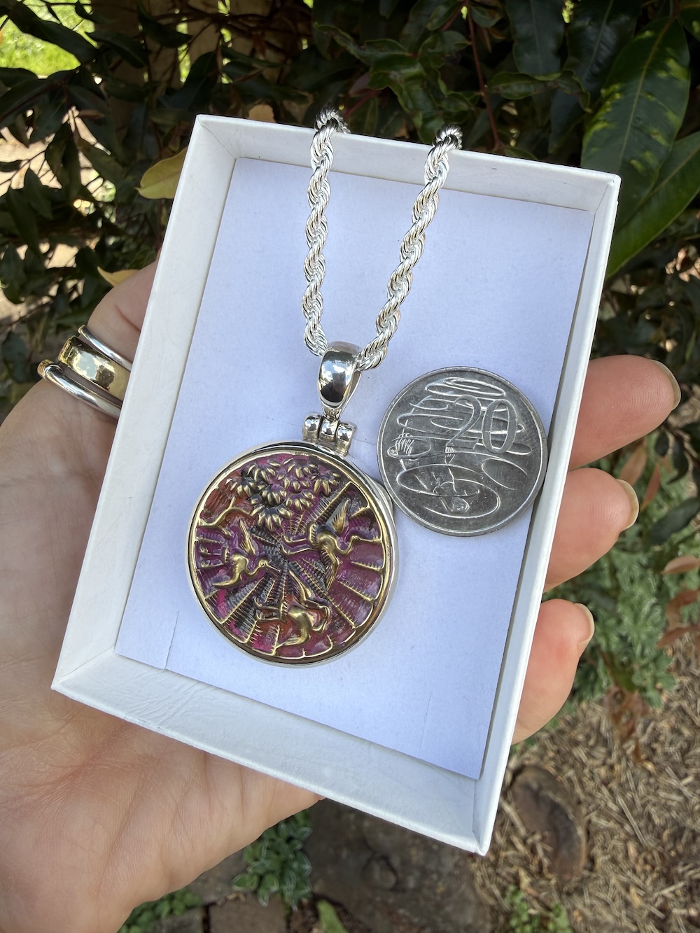 Timeless Treasure-1800's Era Antique Button Pendant-Includes Silver Chain! #MWKH - Image 2