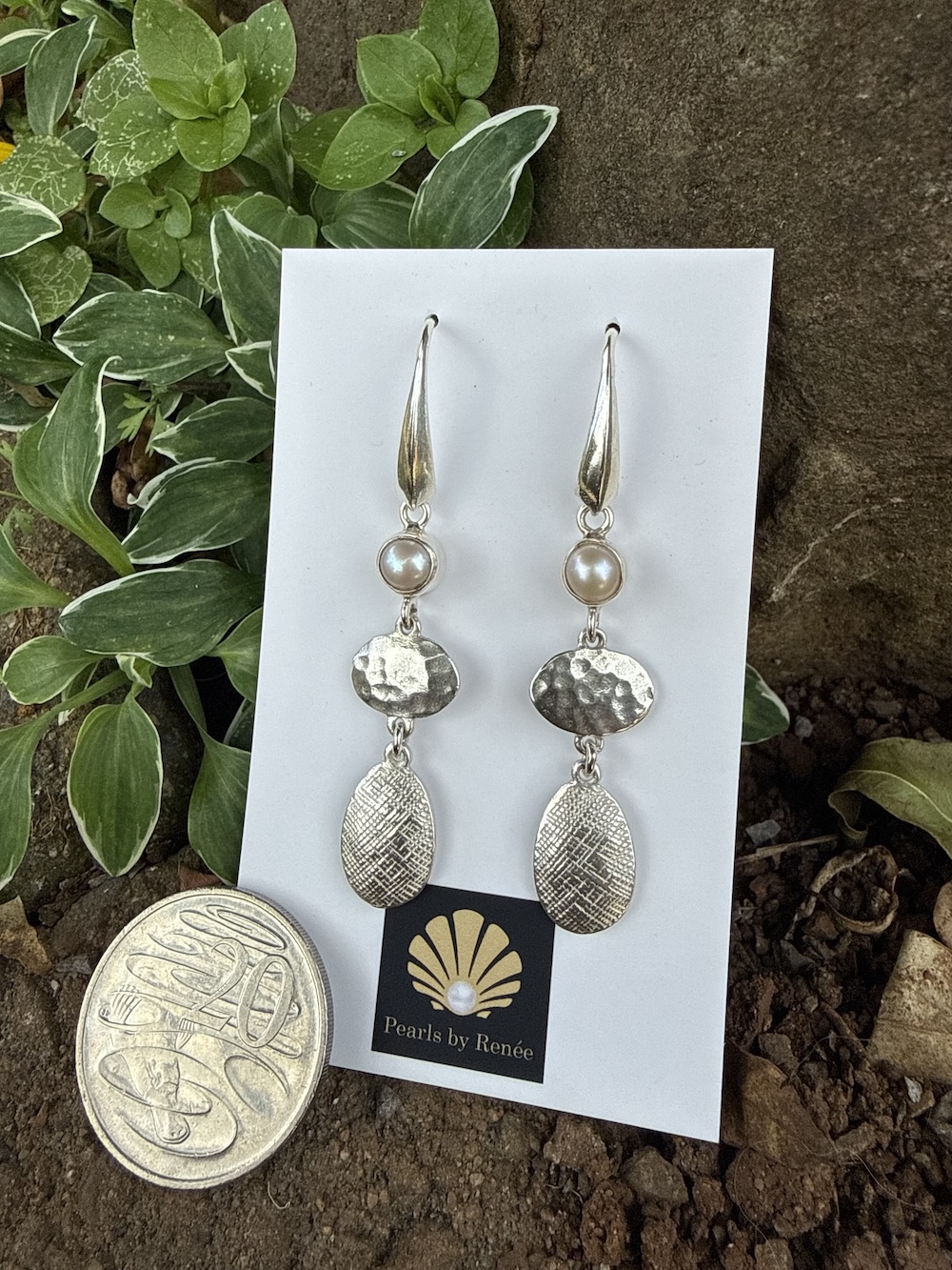 Lovely Pearl & Sterling Silver Earrings Fresh from the Studio! #AAO8 - Image 2