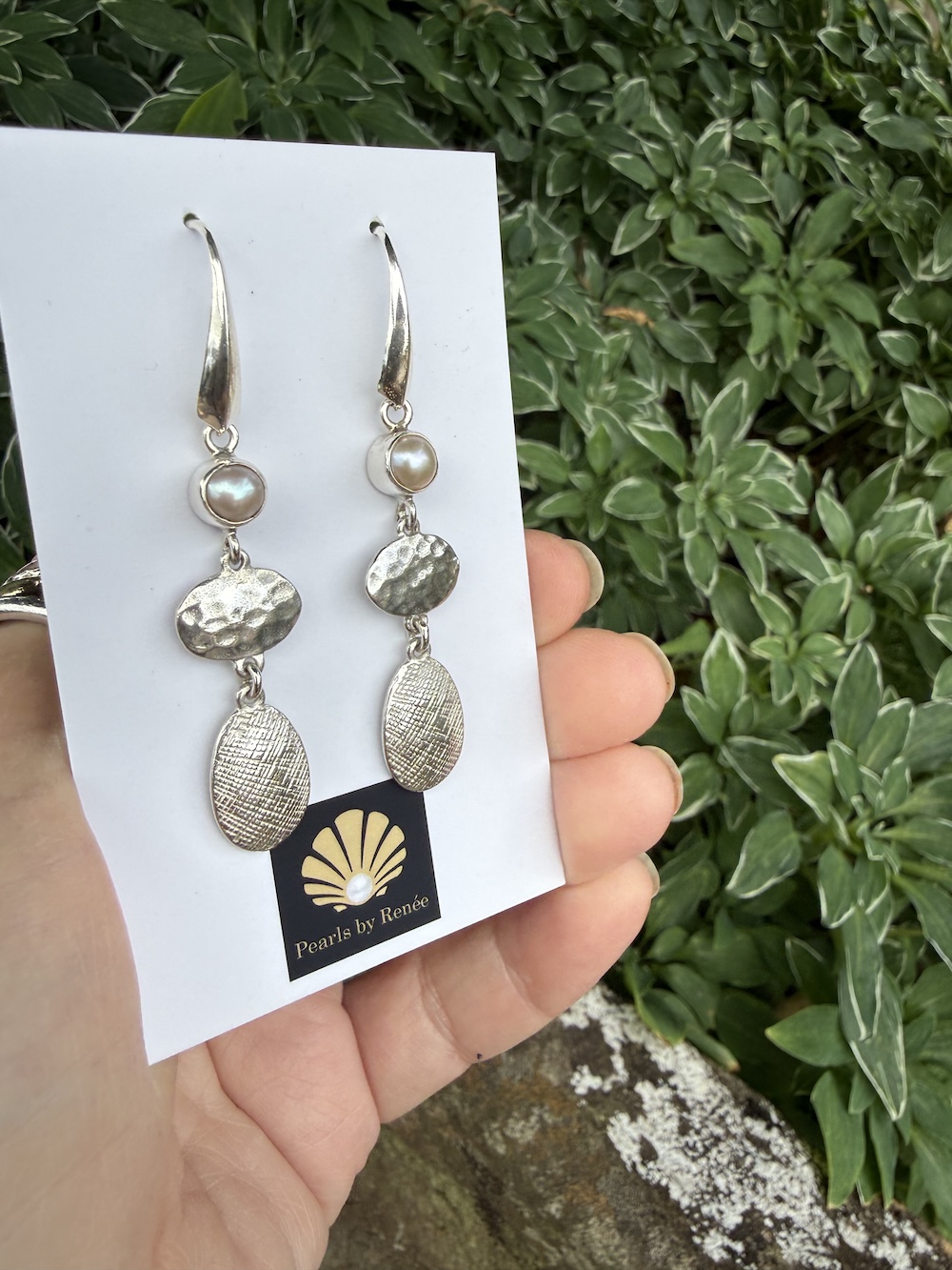 Lovely Pearl & Sterling Silver Earrings Fresh from the Studio! #AAO8 - Image 3
