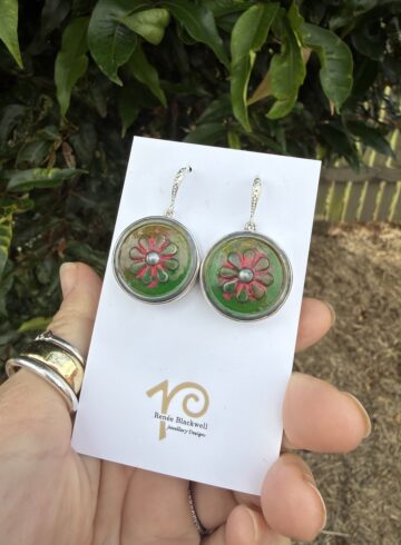 Flash Sale! "Flower Power" Vintage Button Earrings   #AD7Q