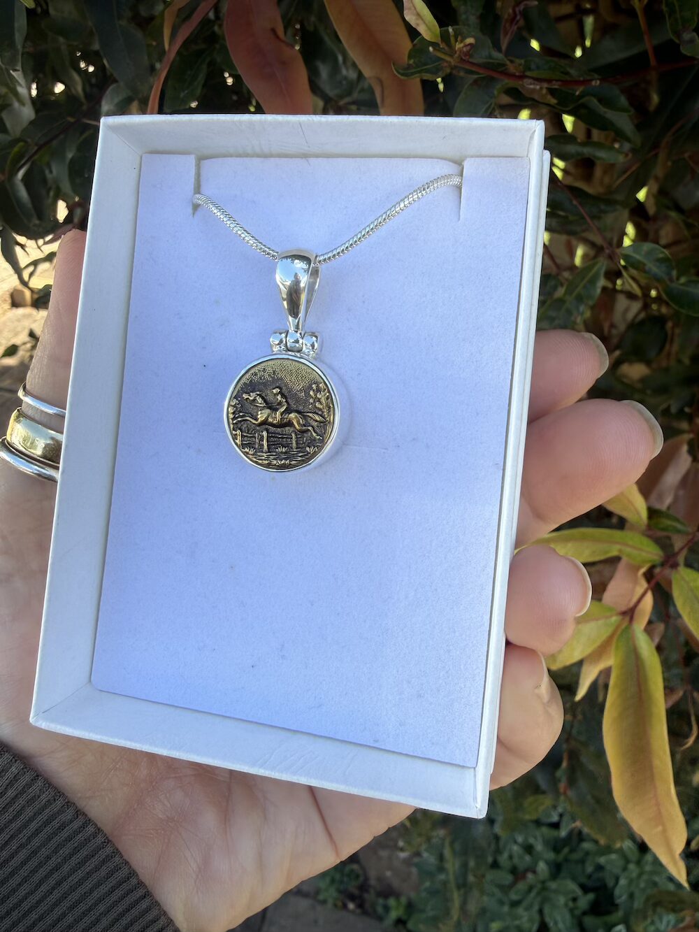 1800's Antique "Horse Lovers" Button Pendant-Includes Sterling Silver Chain! #HLBM2 - Image 3