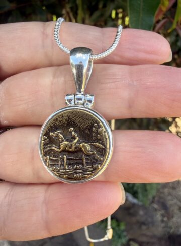 1800's Antique "Horse Lovers" Button Pendant-Includes Sterling Silver Chain!   #HLBM2