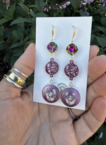 Flash Sale! Purple Lovers-Vintage Button & Crystal Earring Treasures!   #PLO9