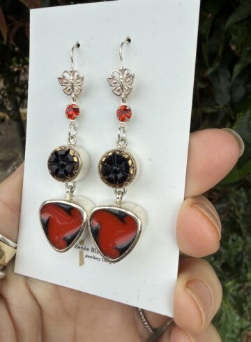 Stunning Vintage Button & Crystal Earrings #PFC5