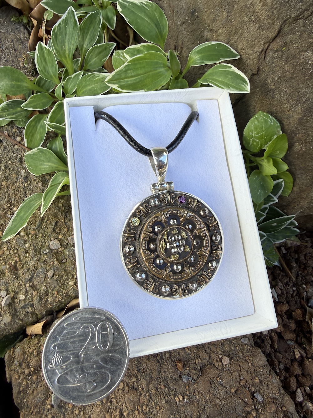 French 1800's Era Antique Button Pendant! #CE68 - Image 5