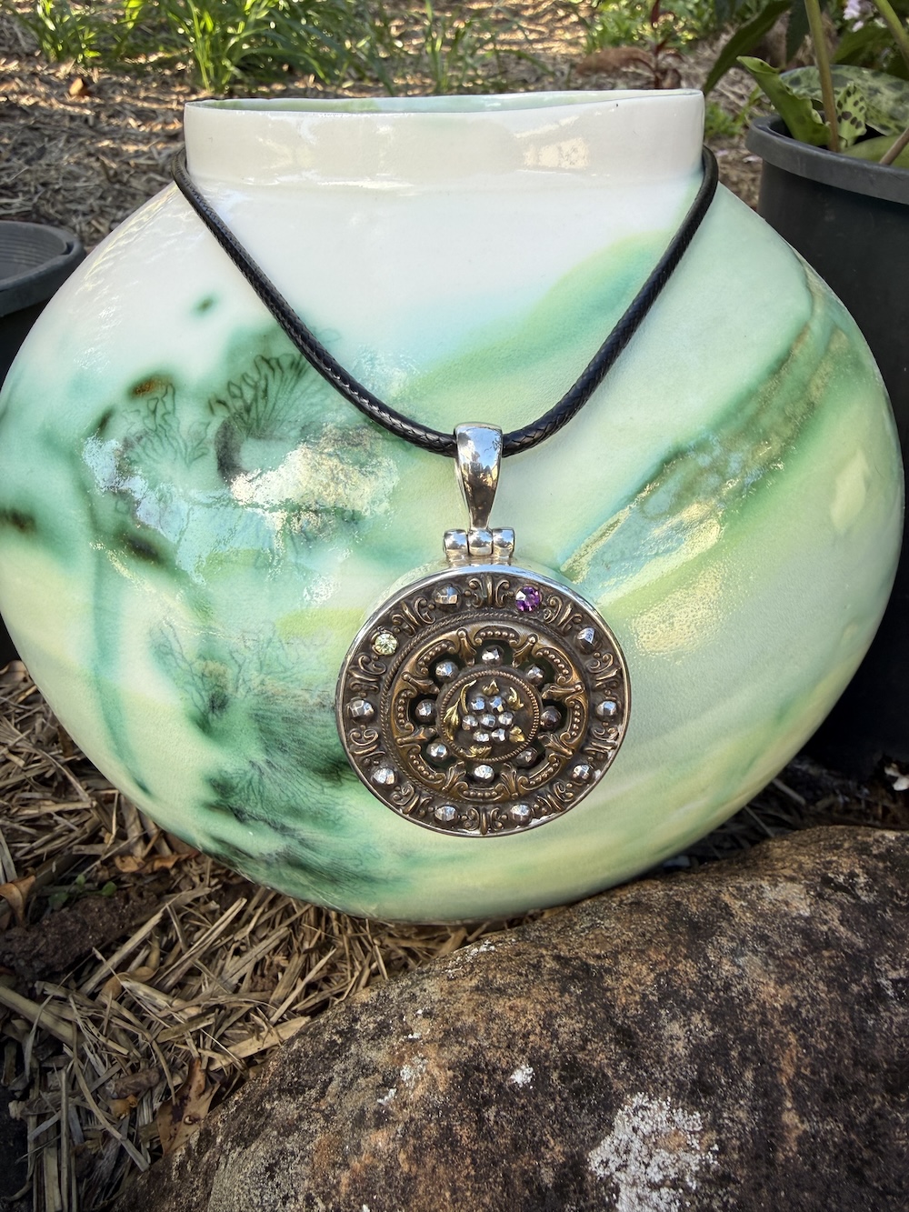 French 1800's Era Antique Button Pendant! #CE68 - Image 2