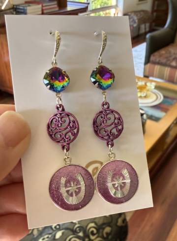 Purple Lovers! Vintage Button & Crystal Earring Treasures!   #PLO9