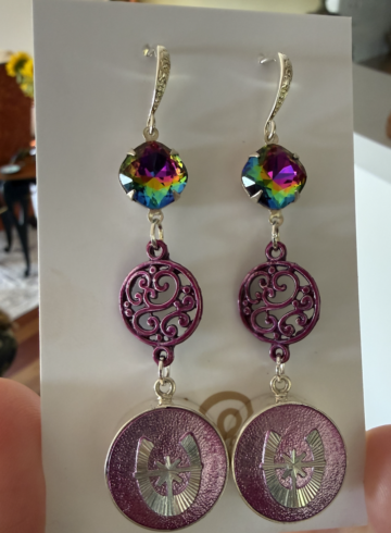 Purple Lovers! Vintage Button & Crystal Earring Treasures!   #PLO9