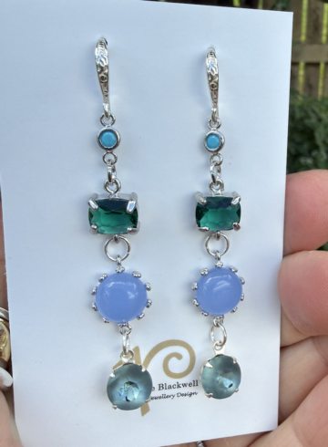 Blue & Green Crystal Stone Earrings with a fresh, contemporary feel!   #BGET2