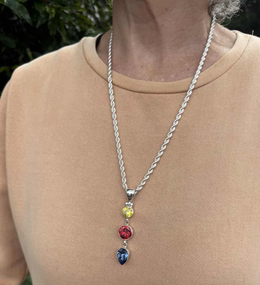Phenomenal Swarovski Crystal Three Drop Pendant-Includes Silver Chain! #IP82 - Image 3