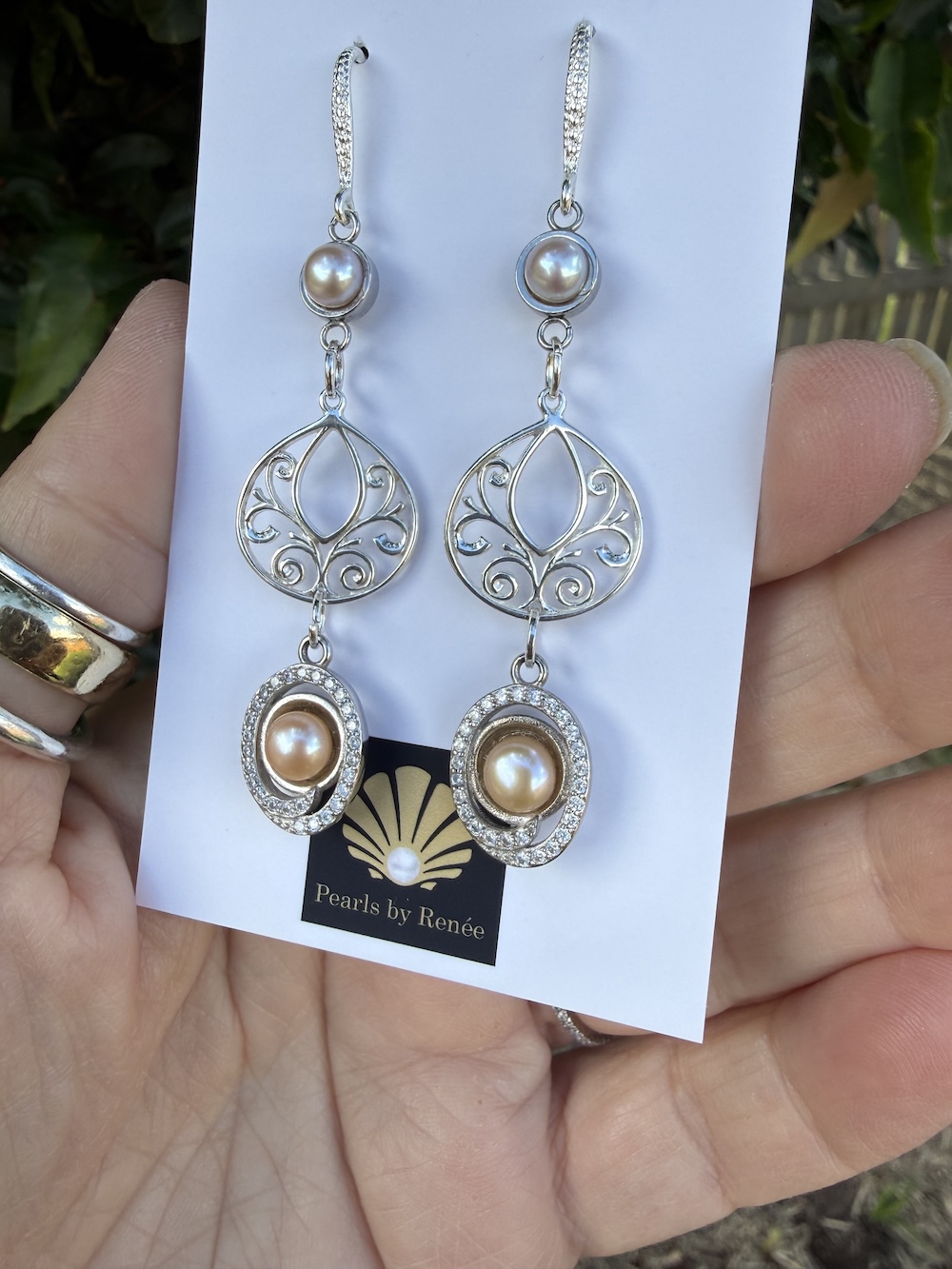 Lustrous Peachy Pearl Earrings Sure to Delight! #PE32 - Image 4