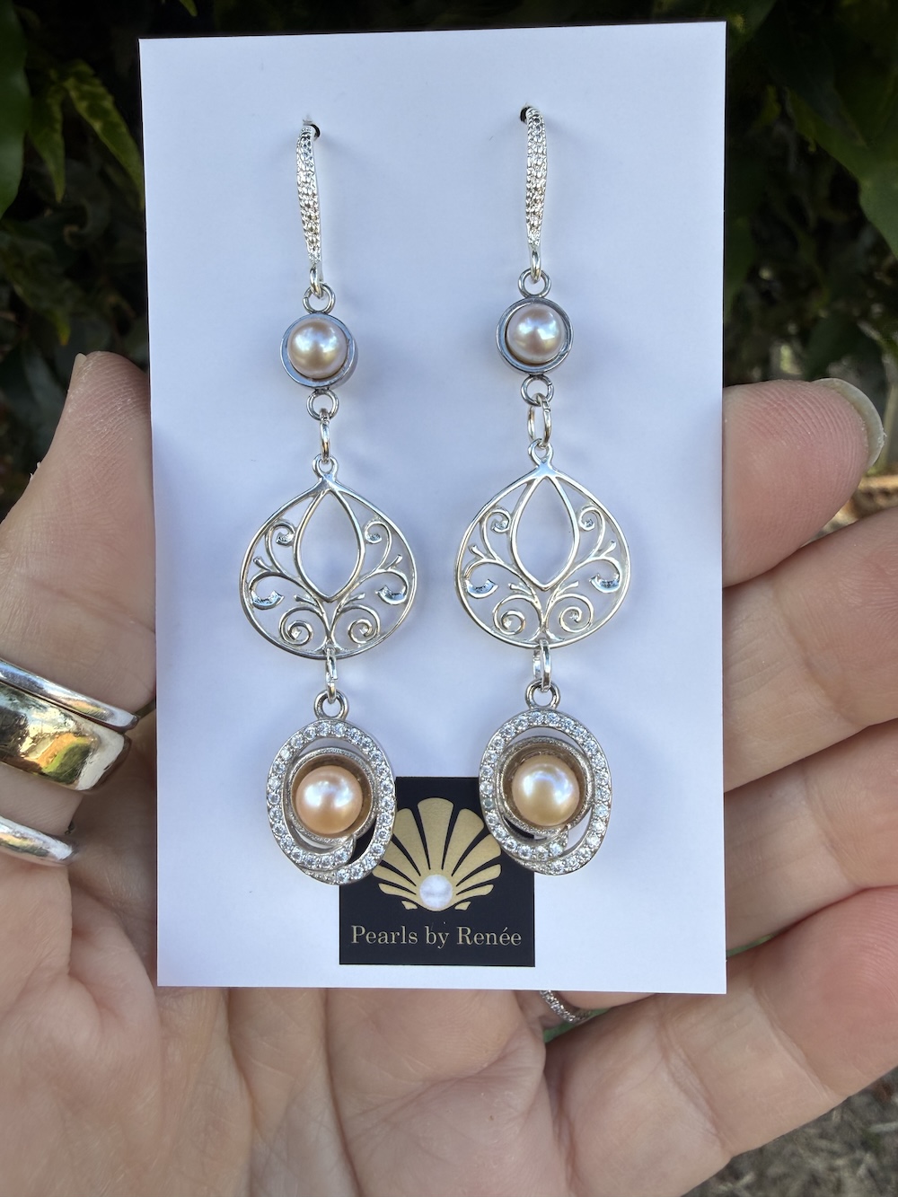 Lustrous Peachy Pearl Earrings Sure to Delight! #PE32 - Image 2