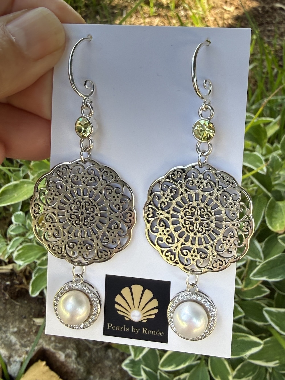 Statement Pearl/Lemon Crystal Earrings! #XAQ2 - Image 3
