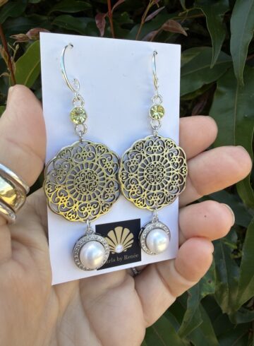 Statement Pearl/Lemon Crystal Earrings!    #XAQ2