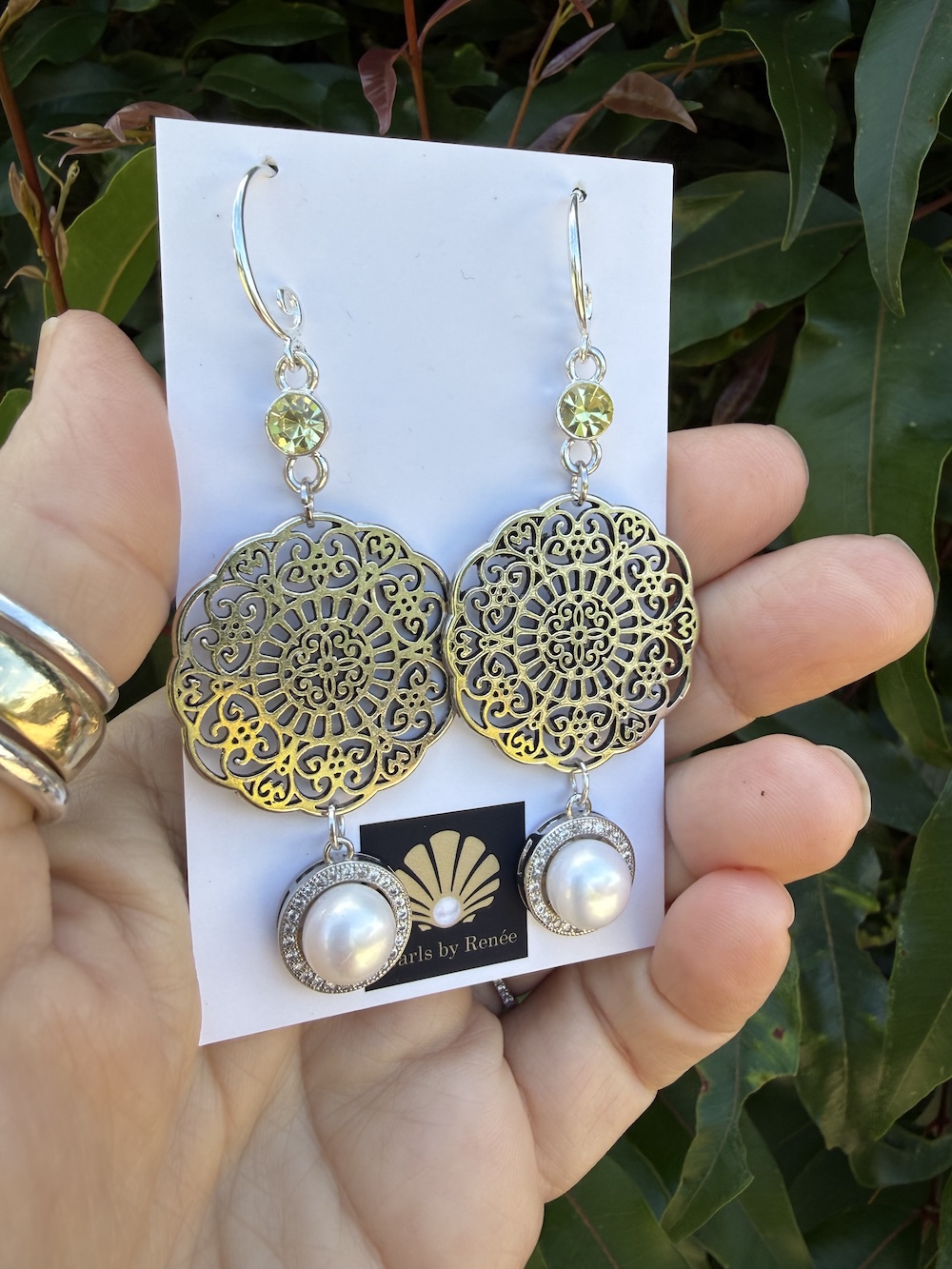 Statement Pearl/Lemon Crystal Earrings! #XAQ2