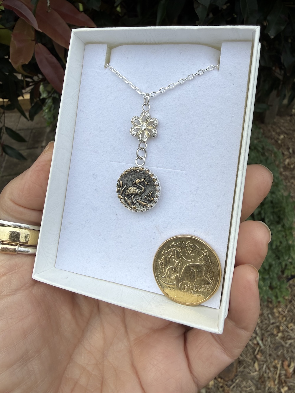 Lovely 1800's Antique Button & Sparkly Crystal "Petite" Pendant-Includes Silver Chain!#QAMV9 - Image 3
