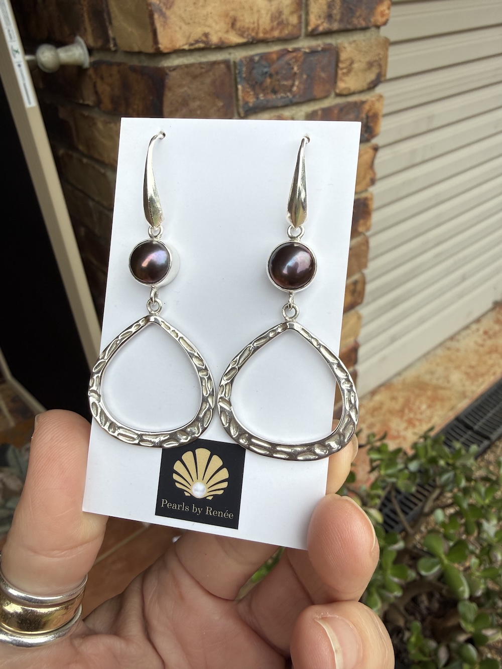 Chocolate/Mocha Pearl/Sterling Silver Earrings #ED767 - Image 3